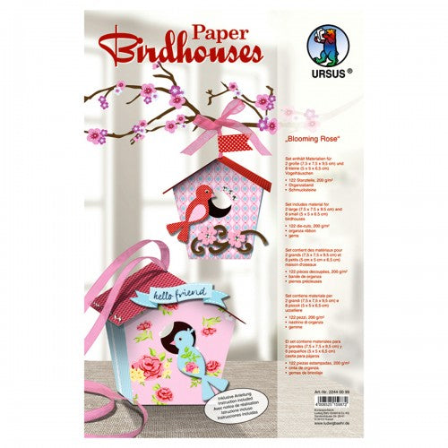 Bastelset Paper Birdhouses "Bloomimg Rose" 10 Stück 3D von URSUS®